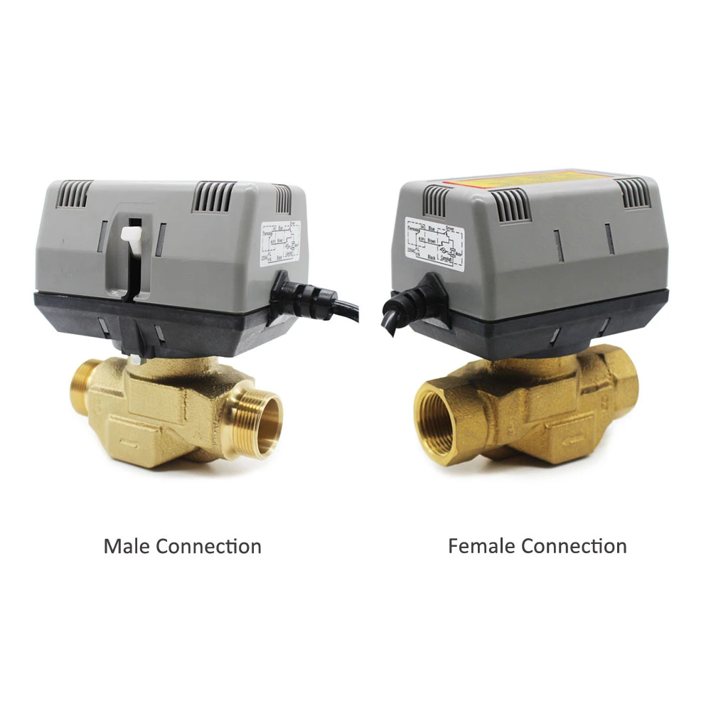 2 or 3 Port Brass Material Motorized Control Valve for Fan Coil Unit